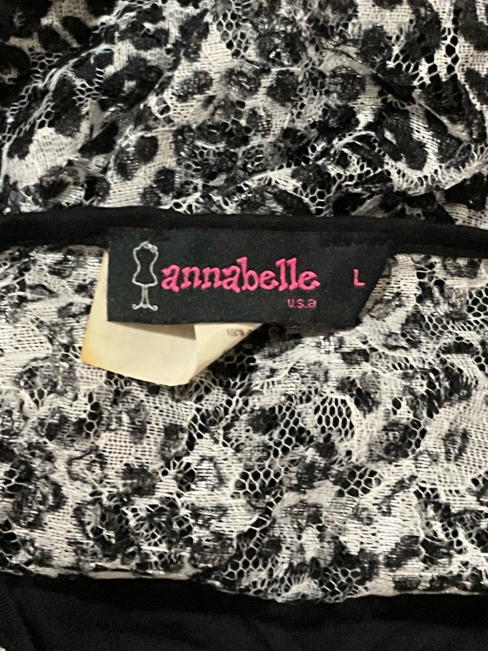 Annabelle USA Leopard Lace Blouse Women’s Size Large Sheer Overlay Leopard Print - Picture 3 of 3